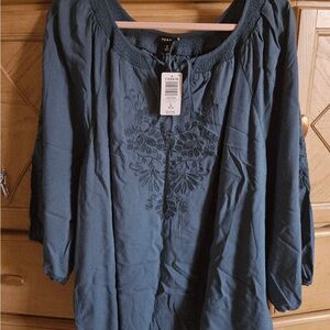 Torrid Challis Raglan Long Sleeve Blouse - Legion Blue - NWT